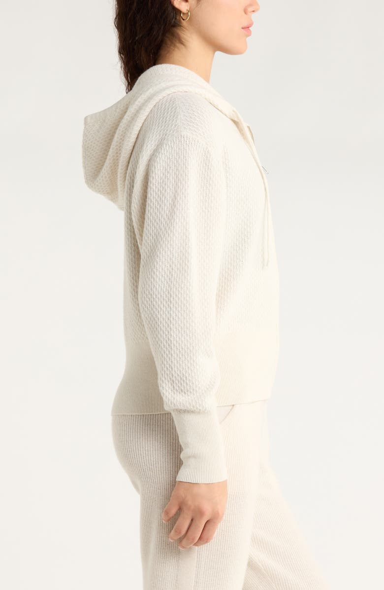 Zella Wool & Cashmere Zip Front Hoodie, Alternate, color, Ivory Egret Light