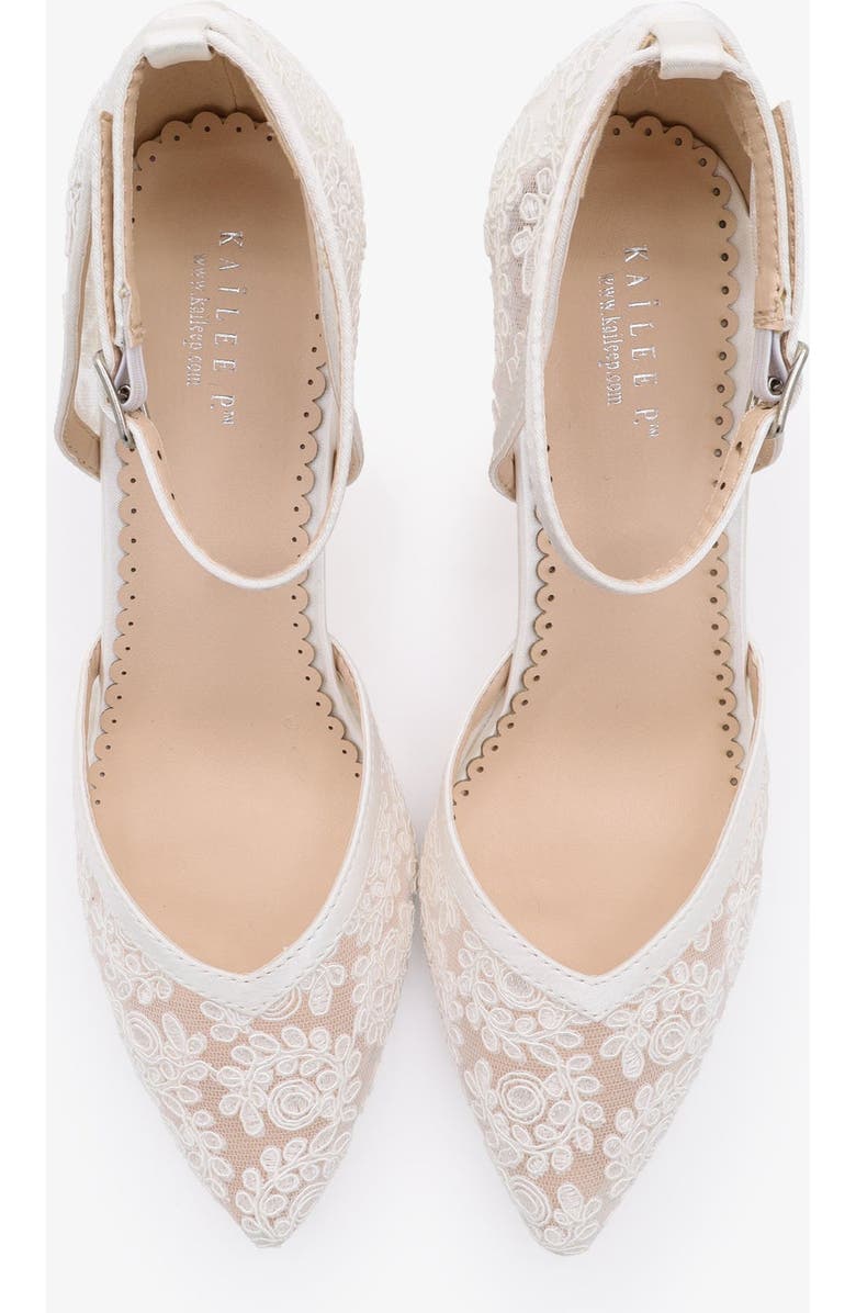 Kailee P Abby Lace Block Heel with Ankle Strap, Alternate, color, White