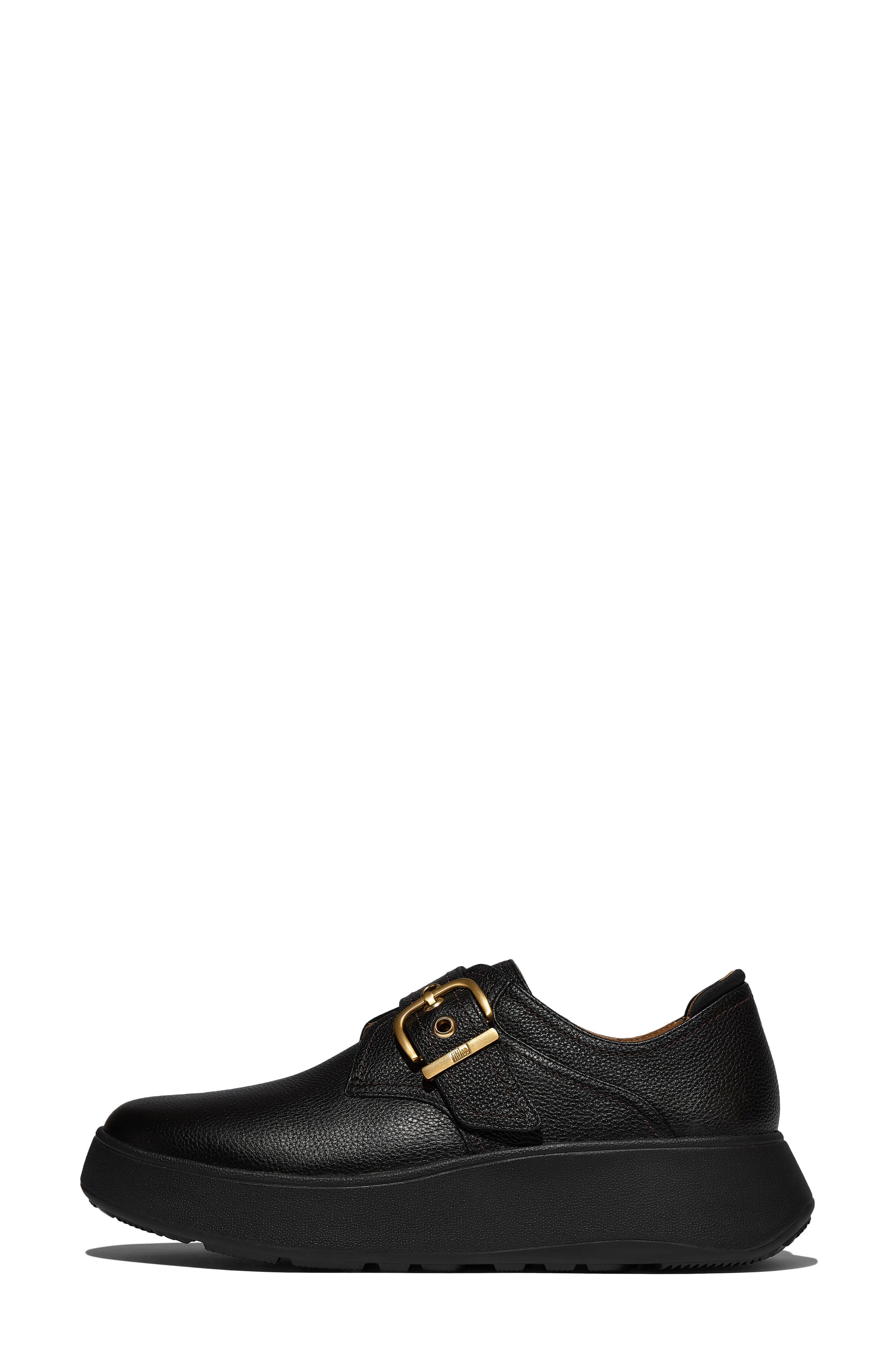 F-Mode Tumbled Leather Loafer, Alternate, color, BLACK