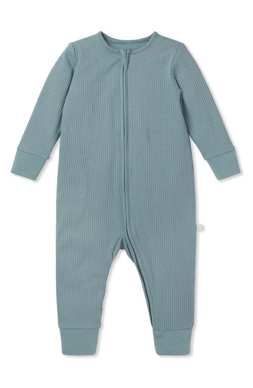 MORI Rib Fitted One-Piece Romper in Ribbed Sky 