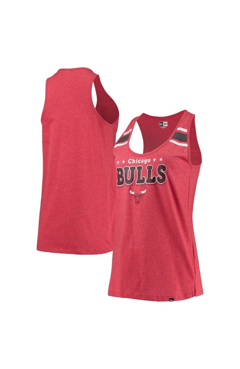 New Era Women's New Era Heathered Red Chicago Bulls Scoop-Neck Racerback Tank Top, Main, color, Heather Red