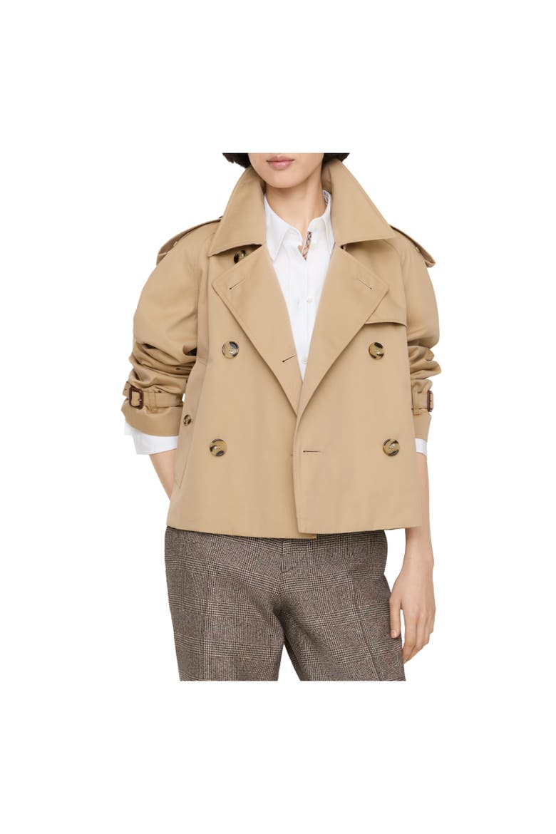 Cropped Gabardine Mayfair Trench Jacket, Alternate, color, Honey beige