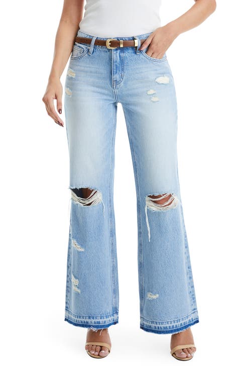 Released Hem Ripped High Waist Bootcut Jeans