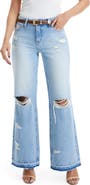 Bayeas Released Hem Ripped High Waist Bootcut Jeans
