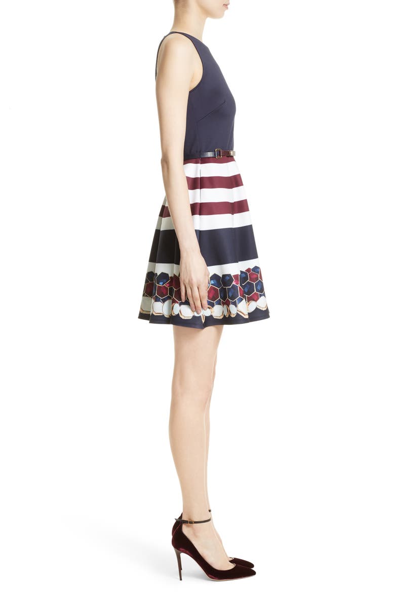 Rowing Stripe Skater Dress, Alternate, color, NAVY