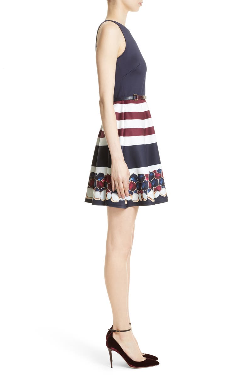 Ted Baker London Rowing Stripe Skater Dress, Alternate, color, 