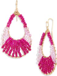 Cara Beaded Drop Hoop Earrings