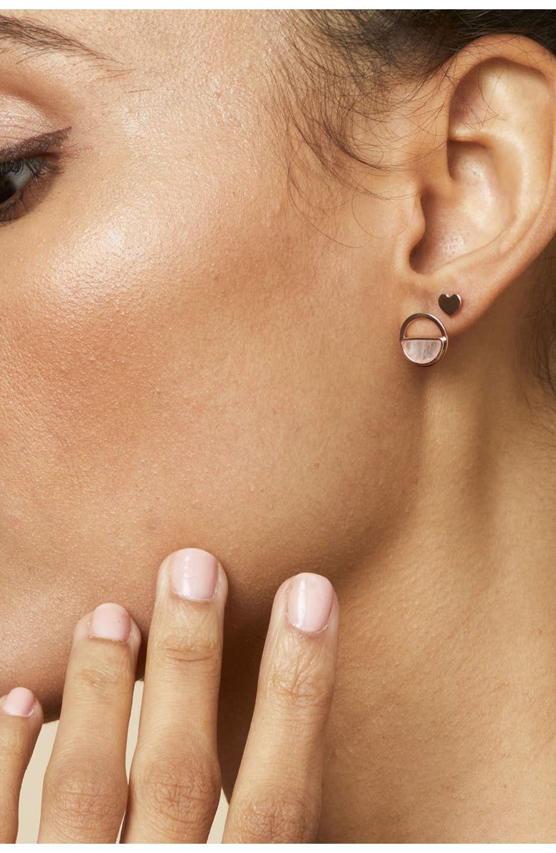 Oradina 14K Rose Gold Petite Heart Studs, Alternate, color, Rose Gold