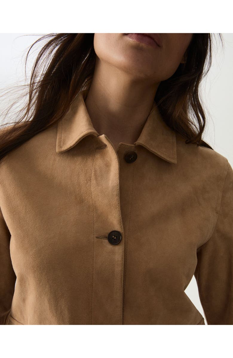 Fortela Maelle Suede Short Leather Jacket, Alternate, color, Beige