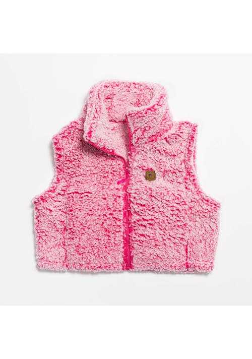 Turtle Fur Cropped High Pile Fleece Vest In Pink