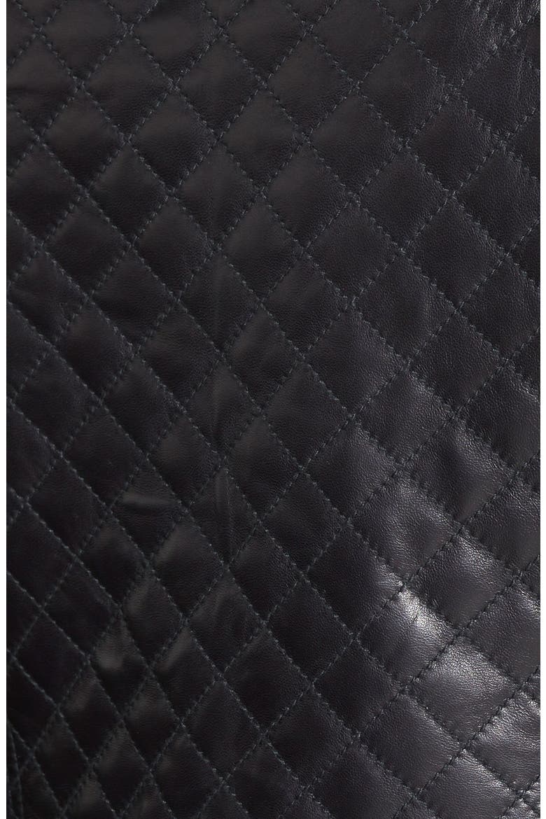 Quilt Detail Leather Jacket, Alternate, color, BLACK