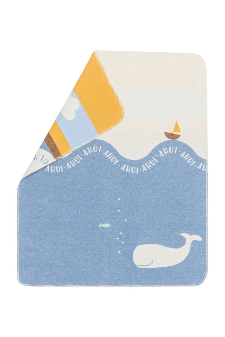 Juwel Whale Ahoi Baby Blanket, Main, color, Blue