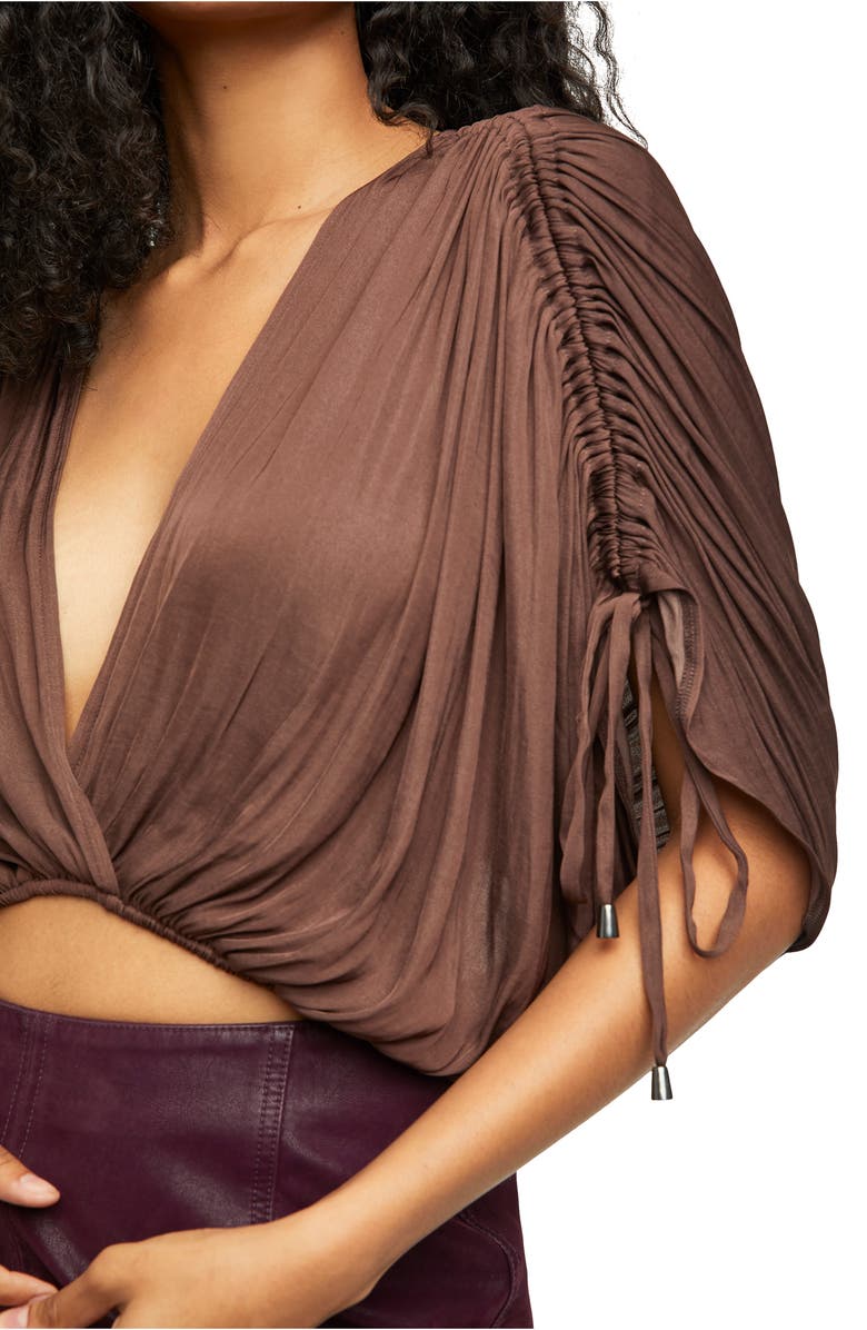 Free People Tie Back Cinch Sleeve Top, Alternate, color, 