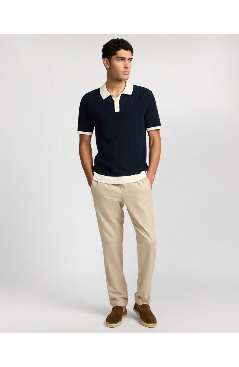 Onia Cotton Linen Knit Polo, Alternate, color, Midnight/Egret