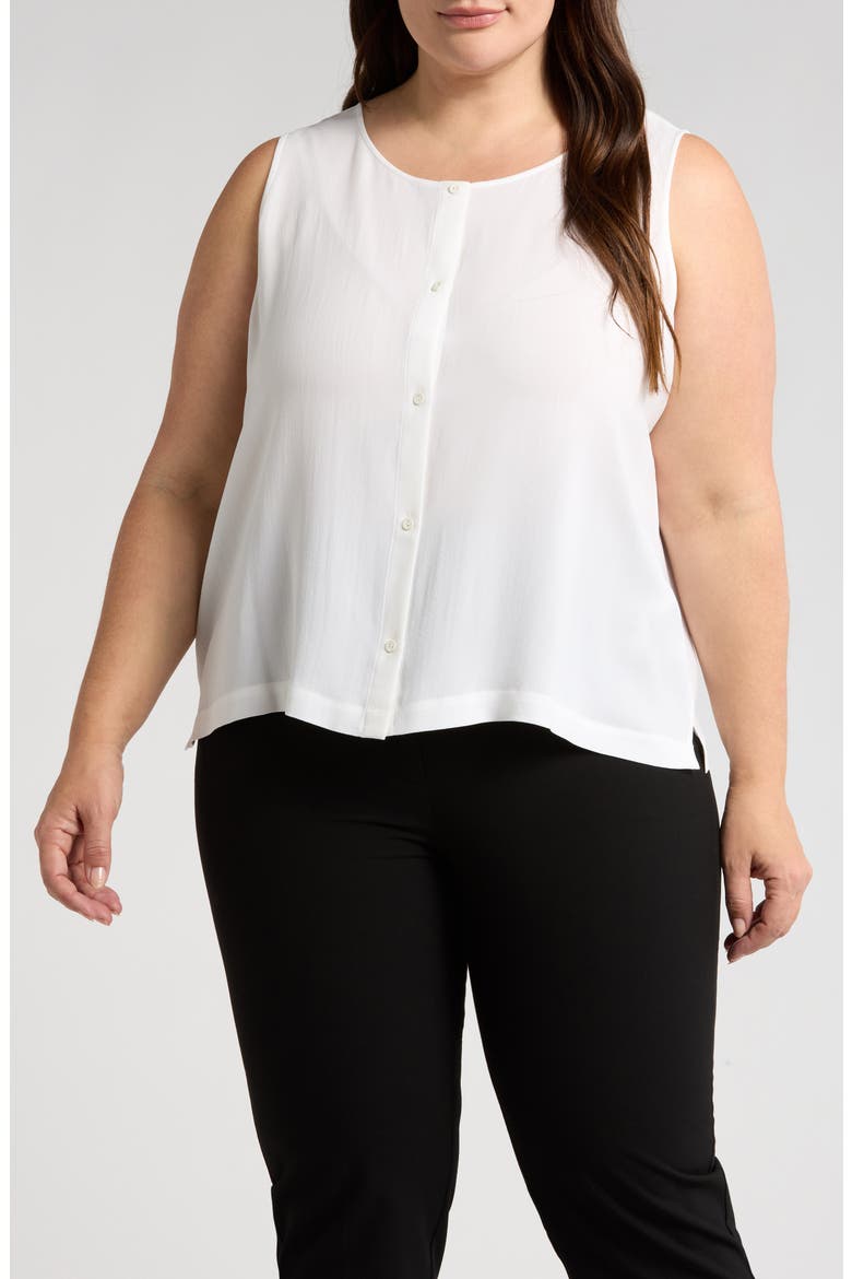 Silk Georgette Round Neck Vest, Main, color, IVORY