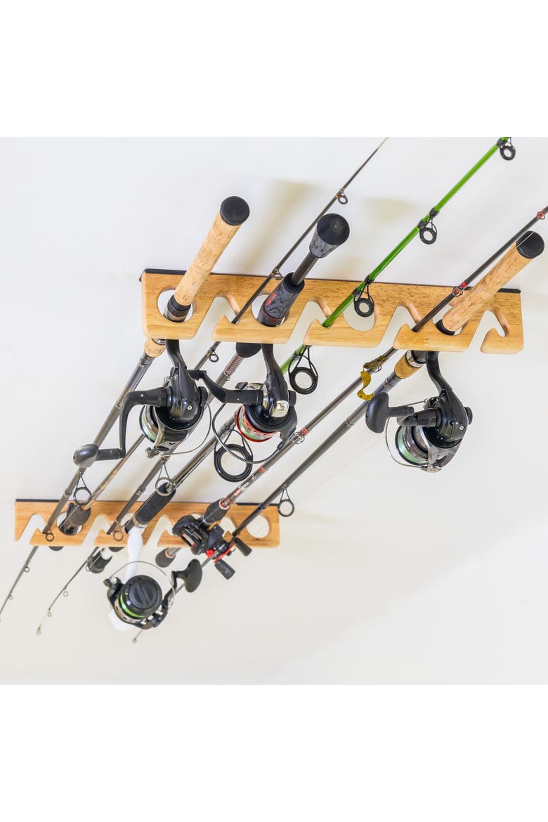 Stillwater Fishing Pole Storage Rack - Holds up to 8 Rods, Alternate, color, Rustic Wood