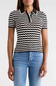 JASON WU Chevron Stripe Polo Sweater