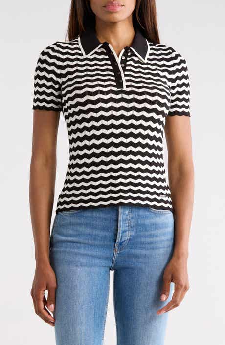 JASON WU Chevron Stripe Polo Sweater