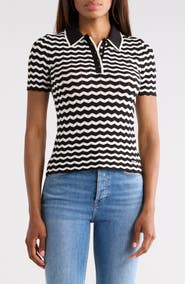 JASON WU Chevron Stripe Polo Sweater
