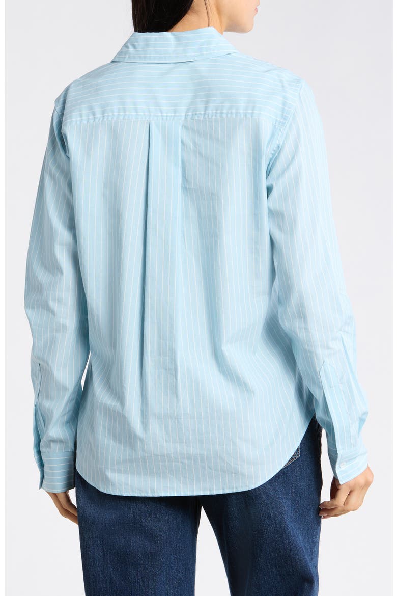 Cotton Button-Down Shirt, Alternate, color, BLUE RISE PINSTRIPE