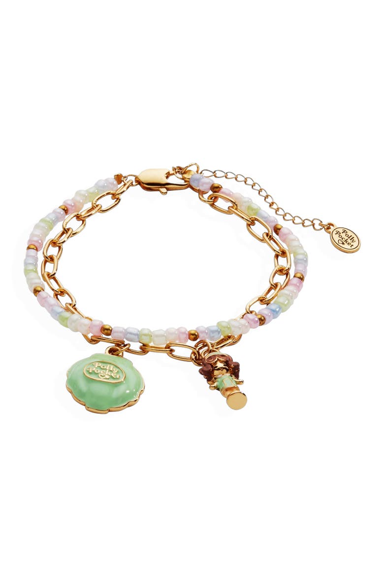 Polly Pocket 2 Row Charm Bracelet, Main, color, Gold