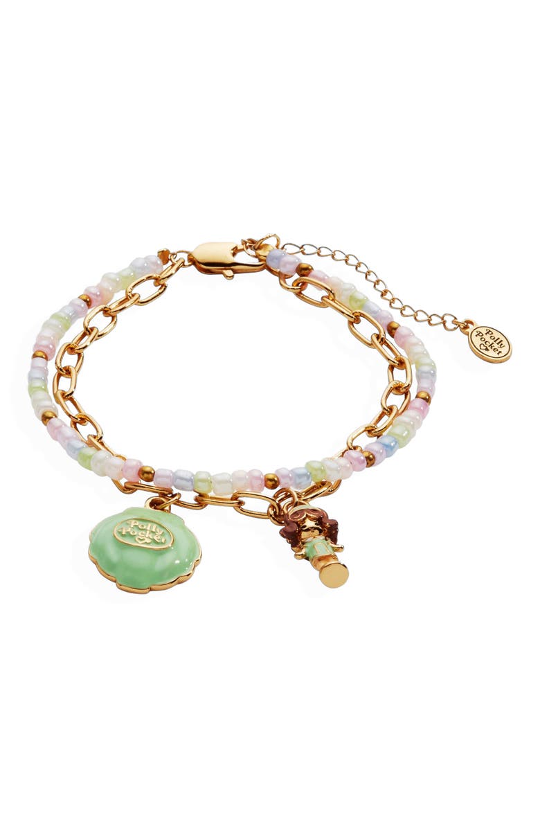 Alex and Ani Polly Pocket 2 Row Charm Bracelet, Main, color, Gold