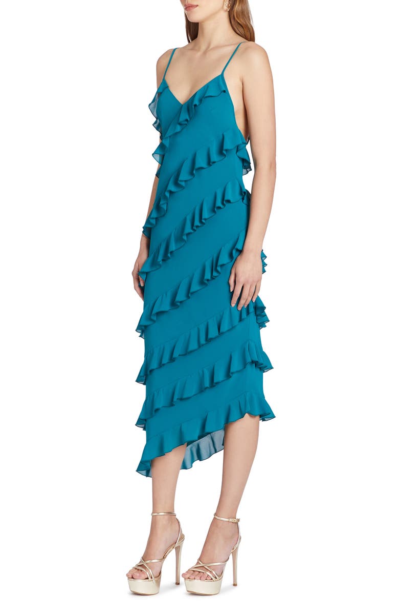 Amanda Uprichard Belladonna Ruffle Midi Cocktail Dress, Alternate, color, 