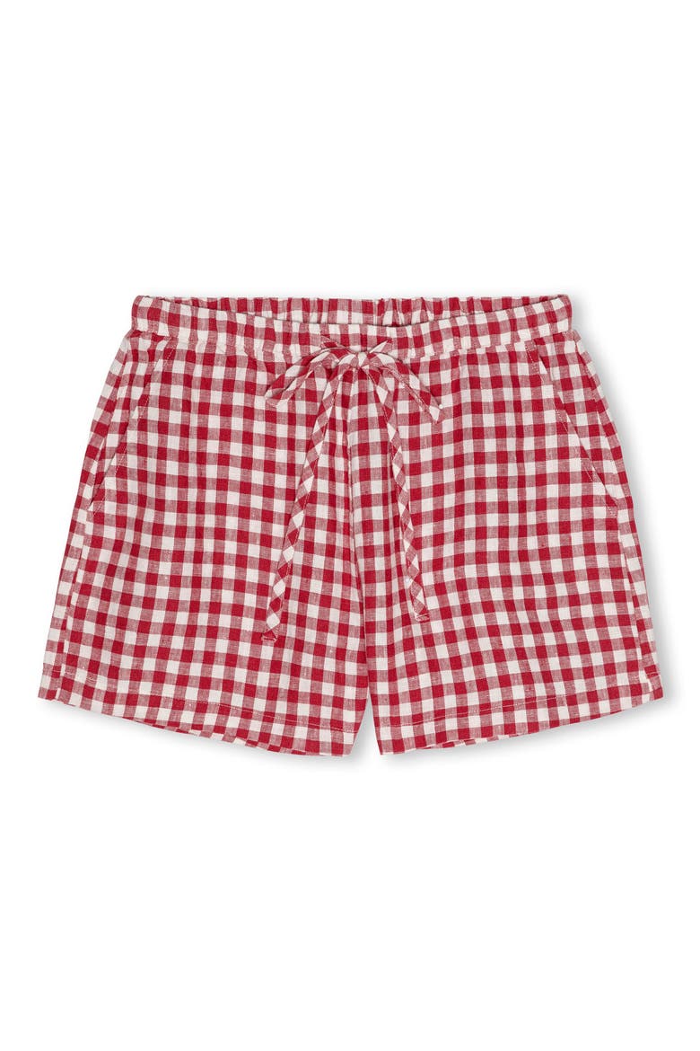 Jenner Gingham Pull-On Linen Shorts, Alternate, color, PICNIC CHECK