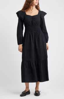 Treasure & Bond Double Ruffle Long Sleeve Maxi Dress