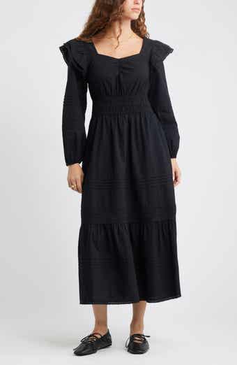 Treasure & Bond Double Ruffle Long Sleeve Maxi Dress