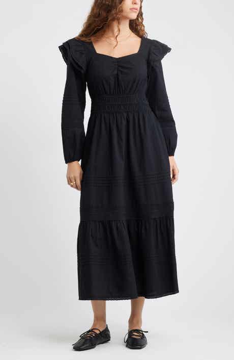 Treasure & Bond Double Ruffle Long Sleeve Maxi Dress