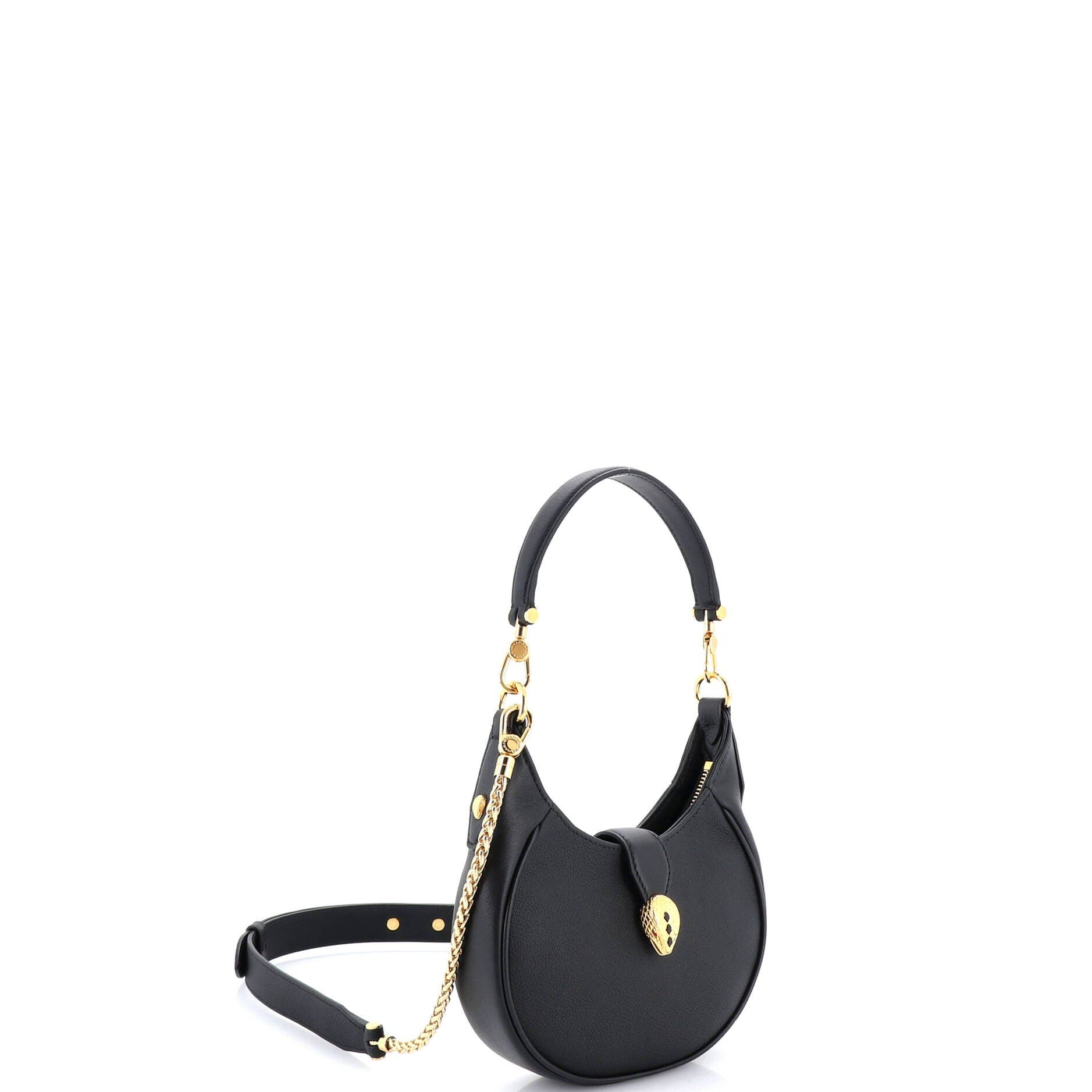 Serpenti Ellipse Crossbody Bag Leather Mini, Alternate, color, Black