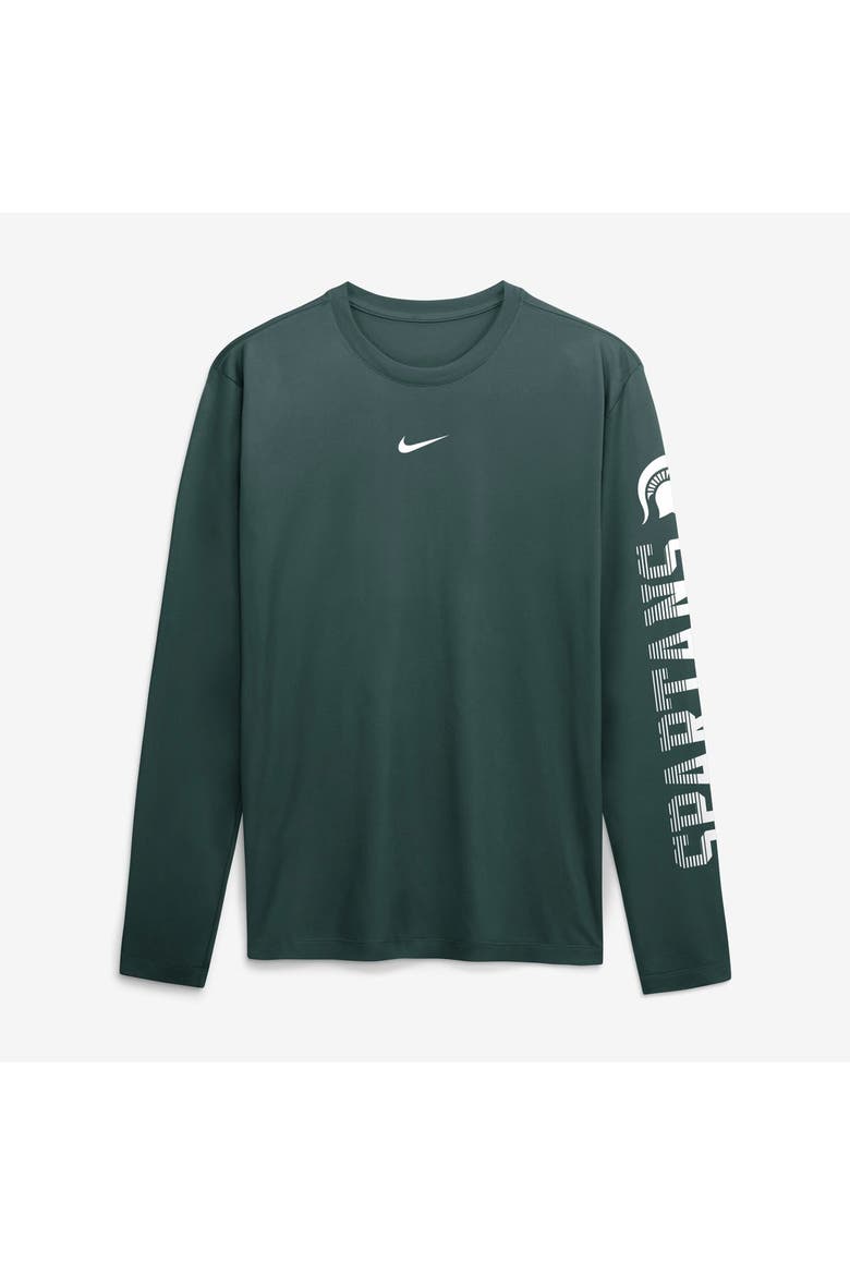 Men's Nike  Green Michigan State Spartans Primetime Logo Sleeve Legend Dri-FIT Long Sleeve T-Shirt, Main, color, Green