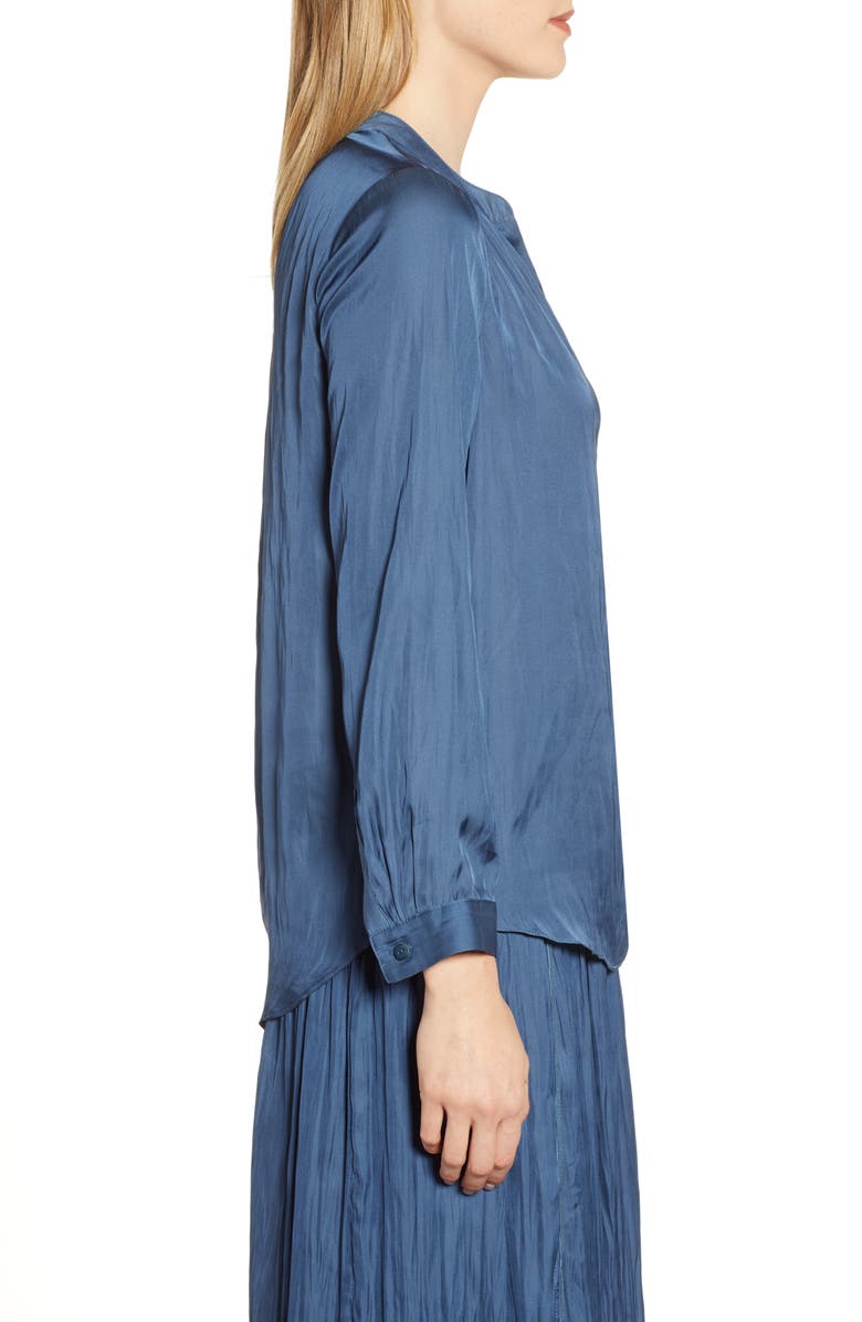 NIC+ZOE Destination Split Neck Blouse, Alternate, color, Indigo Sea