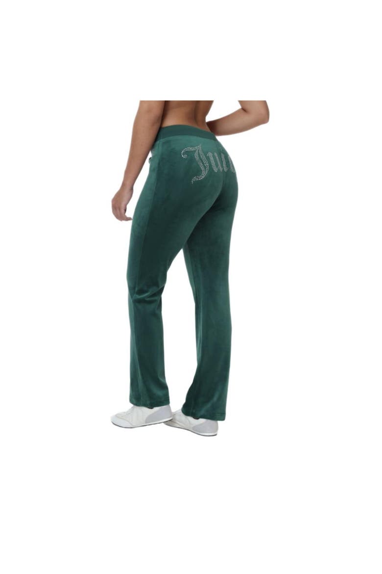 Rib Waist Velour Track Pants with Rhinestone Bling, June Bug, Alternate, color, JUNEBUG