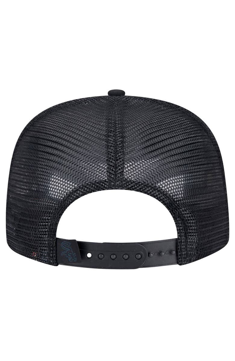 New Era Men's New Era Black Chicago White Sox Score Check 9FIFTY A-Frame Trucker Snapback Hat, Alternate, color, Black