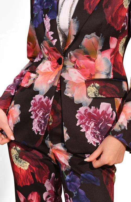 Isaac Mizrahi New York Floral Satin Tuxedo Jacket In Multi