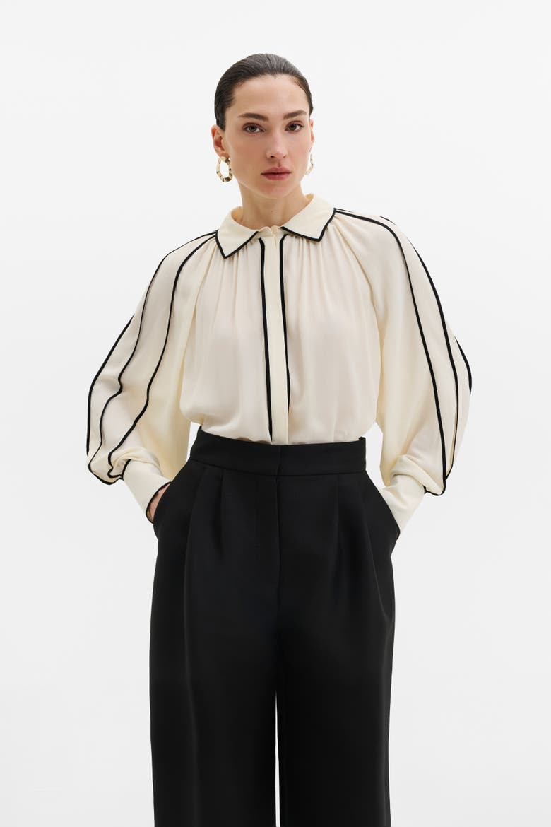 Bea Contrast Edge Chiffon Blouse, Main, color, Vanilla