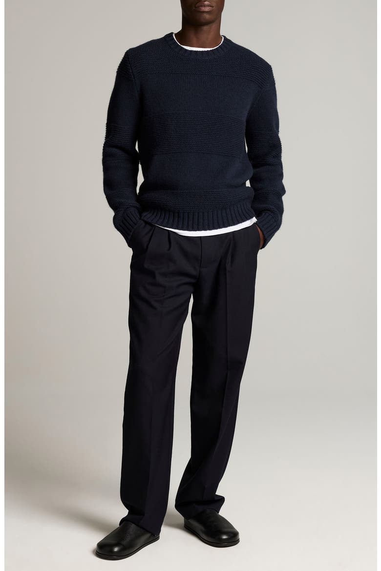 Rugby Stripe Garter Stitch Wool Sweater, Alternate, color, COASTAL