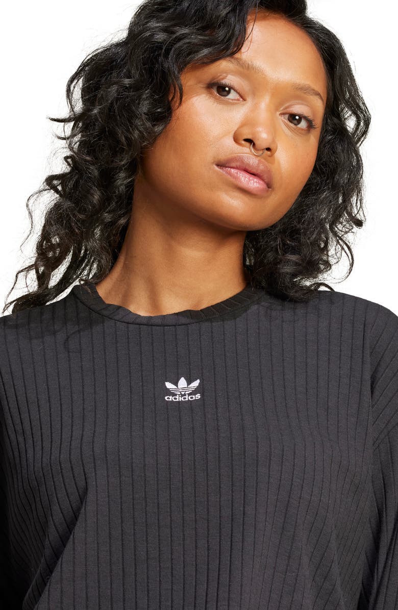 adidas Originals Essentials Trefoil Logo Rib Crop Top, Alternate, color, 