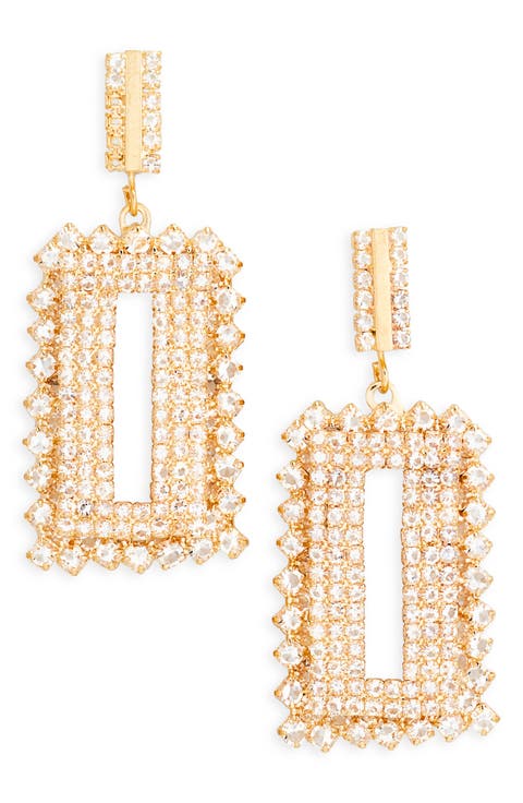 Pavé Crystal Rectangular Drop Earrings