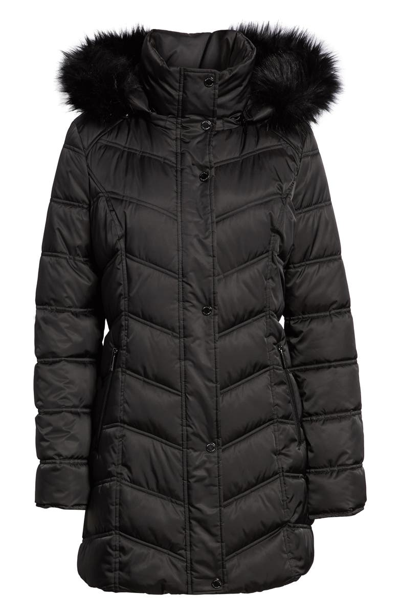 Kenneth Cole New York Faux Fur Trim Puffer Jacket, Main, color, 