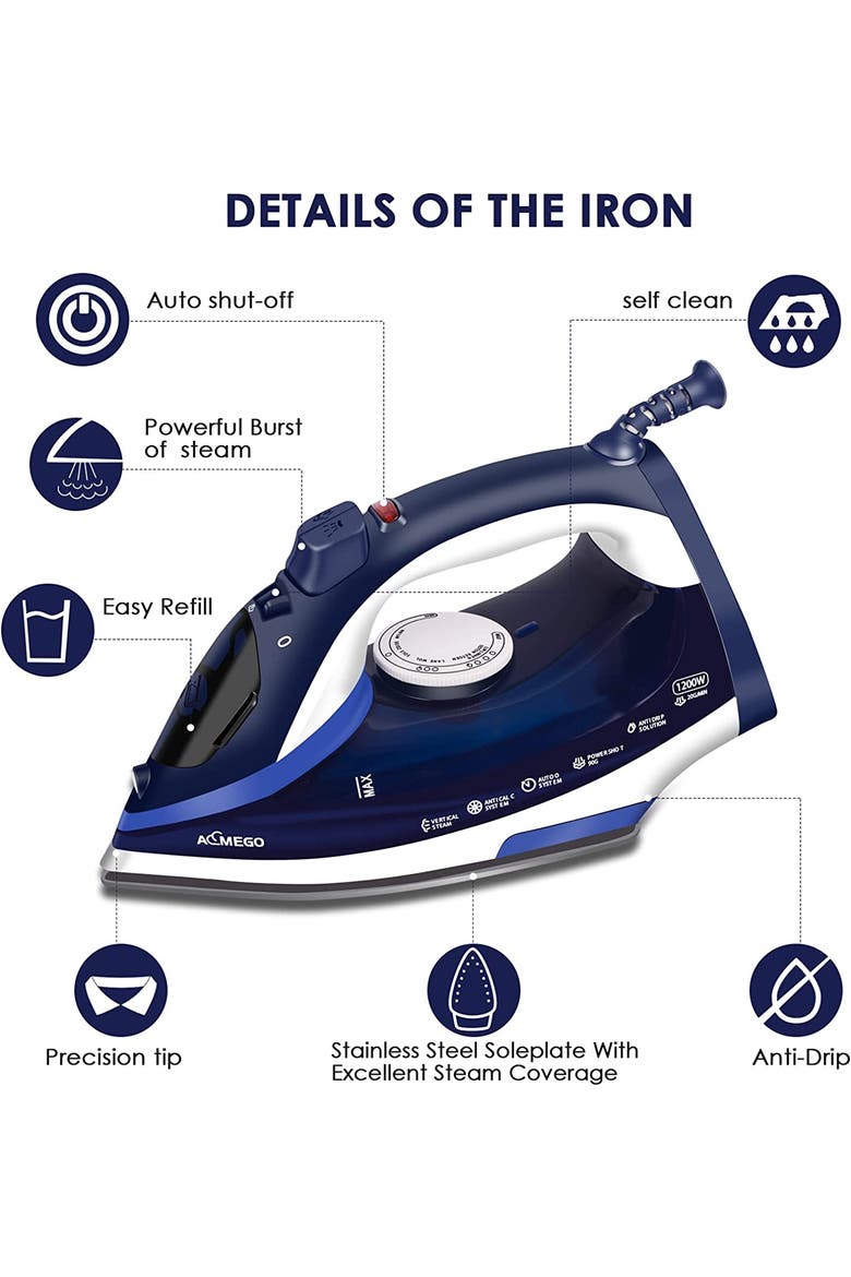 Steam Iron for Clothes, Alternate, color, Blue