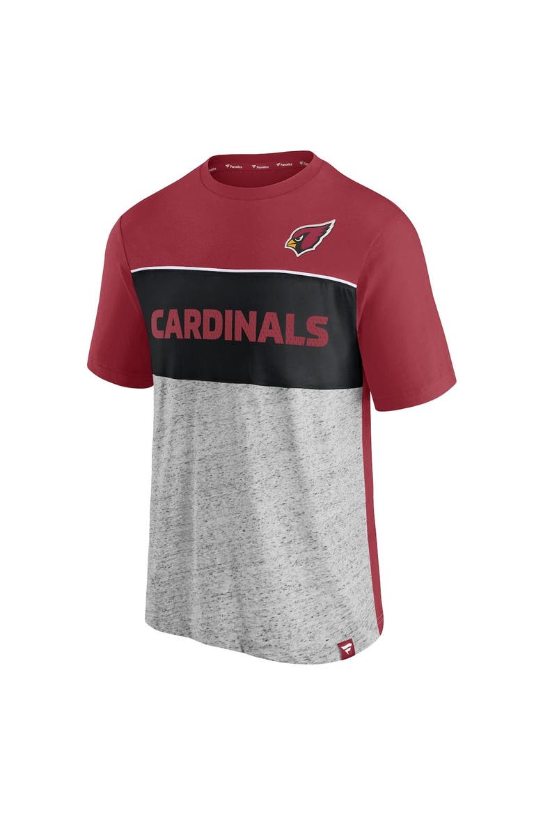 Men's Fanatics Branded Cardinal/Heathered Gray Arizona Cardinals Colorblock T-Shirt, Alternate, color, CARDINAL