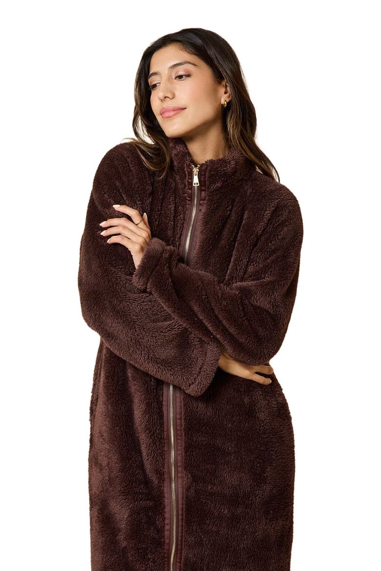 DreamPlush Zip Robe, Alternate, color, Espresso