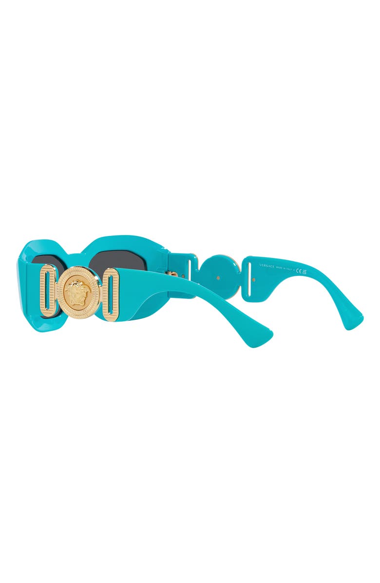 Versace 53mm Rectangular Sunglasses, Alternate, color, Azure