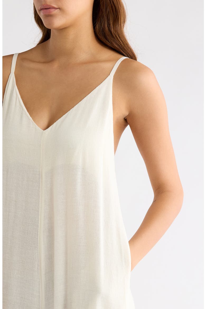 Wide Leg Cotton & Linen Blend Cover-Up Jumpsuit, Alternate, color, OFF WHITE