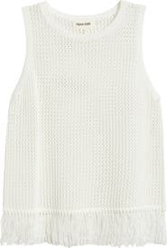 Open Edit Fringe Sleeveless Sweater