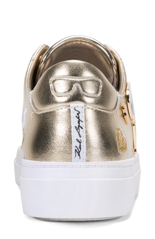 Karl Lagerfeld Paris Cate Pin Logo Low Top Sneaker In Gold