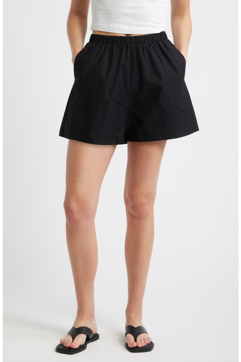 Evadne Cotton Shorts, Main, color, BLACK